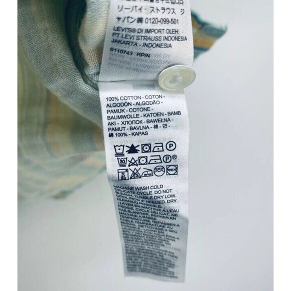 Levi’s Shirt Size M Men’s The Sunset Camp Striped Relaxed Yelow Green White New - Picture 9 of 10